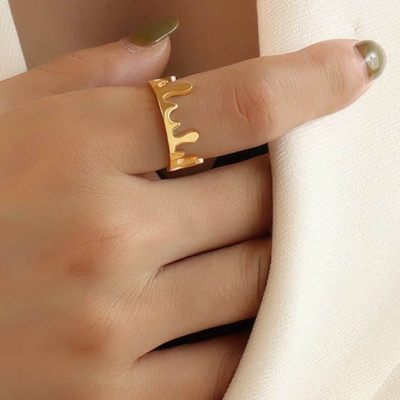Lemonlimeblue Jewelry - 18K Gold Plated Water Drop Melting Adjustable Ring